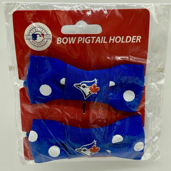 Official MLB Toronto‎ Blue Jays Bow Pigtail Holders - Picture 1 of 2
